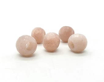 Natural Pink Moonstone European Style Beads, Round Shape Faceted Moonstone Beads, Moonstone Beads For Charms/Bracelet/Pendant, 12MM, 1Pc