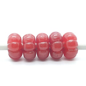 5Pcs, Red Jade Pumpkin Cut European Beads,Rondelle Shape Red Jade  Pumpkin Beads,Red Jade European Beads For Charms/Bracelet/Necklace,14X8MM