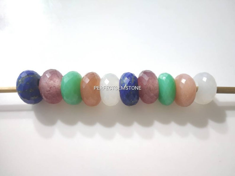 Natural Gemstone Fancy Stylist Rondelle Big Hole Loose Beads 10 Pcs 14X8 MM 5 MM hole