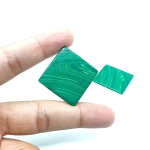 Pierre précieuse de malachite naturelle, GEMSotne de malachite de qualité AAA +, cabochons de malachite de forme carrée, pierre précieuse de malachite lisse, 30MM, PAIRE