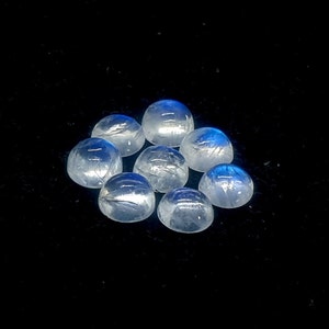 Pedra preciosa de pedra lunar de arco-íris natural, cabochões de pedra lunar de arco-íris de qualidade AAA+, cabochões de pedra lunar de formato redondo, cabines de pedra de nascimento de junho, 6X6MM