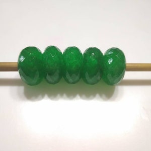 Smaragdgrün Jade Edelstein Stylist Rondelle Großloch lose Perlen 5 Stück 14x8 MM 5 MM Loch