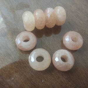 5Pc Lot, Natural Peach Aventurine Gemstone, European Style Large Hole Beads, AAA Quality Gems, Rondelle Shape Faceted Beads, 5MM Hole,14X8MM