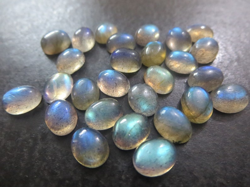 10.50 Cts Natural Labradorite Oval Cabochon 7X9 mm 5 Pcs