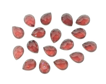 Natural Red Garnet Gemstone, AAA+ Quality Garnet Gemstones, Pear Shape Flat Rose Cut Garnet Gemstones, Faceted Red Garnets For Jewelry, 5Pc.