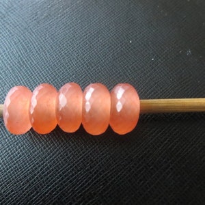 Peach jade Gemstone Fancy Stylist Rondelle Big Hole Loose Beads 10 Pcs 14X8 MM 5 MM hole