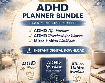 Paquete de herramientas para el TDAH, planificador de vida, cuaderno de ejercicios para mujeres, microhábitos (descarga digital)