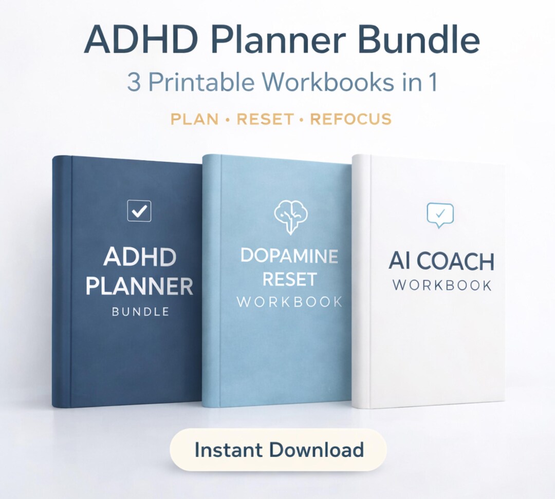 ADHD Planner Bundle | Dopamine Reset Workbook & AI Coach - Etsy