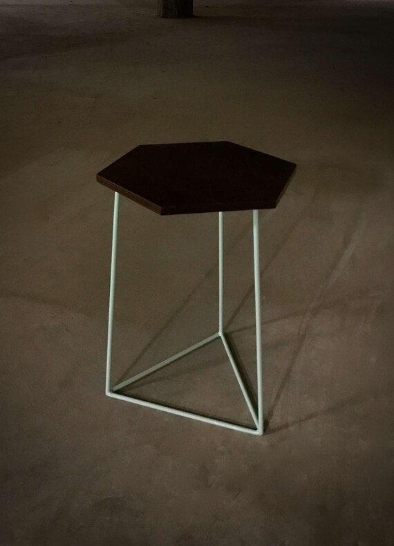 Items similar to End Table, Hexagonal Table, Modern Hexagon Walnut Side