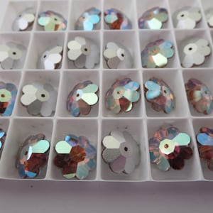 Swarovski Flower Flat Bead Light Colorado Topaz AB Silver Foiled 14mm Art 3700 (6 Beads)