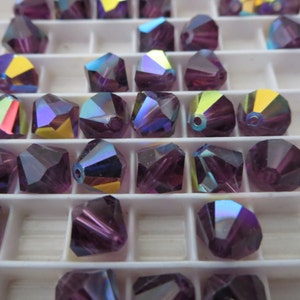 Swarovski Bicone Bead Amethyst  AB 8mm Art 5301 (24 beads)