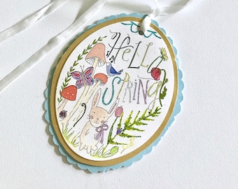 Étiquette cadeau lapin Hello Spring *** à télécharger