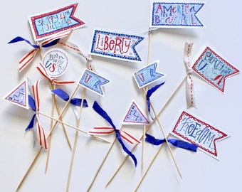 Fichier numérique* Patriotic Cupcake Party Picks/mini flags - projet de bricolage