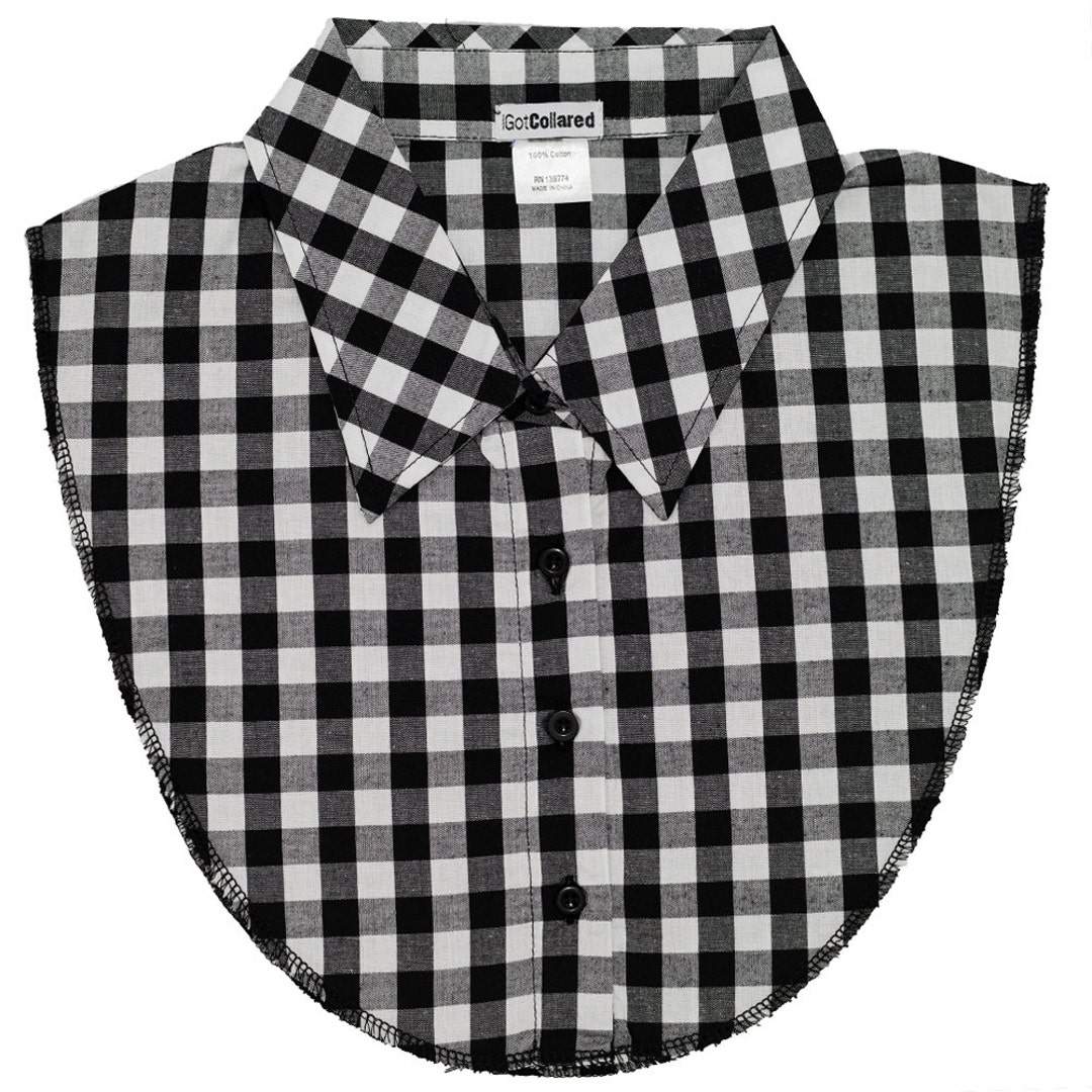 Igotcollared Dickey Collar in Black and White Gingham Plaid Aka Detach