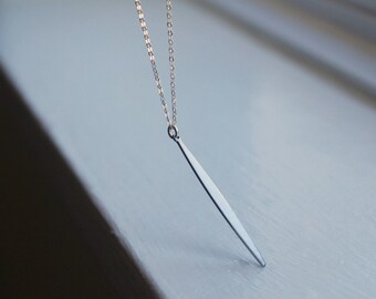 Long Silver Necklace, Minimalist Jewelry, Stick pendant, Modern, everyday, Sterling Silver, Stainless steel, layering Necklace Custom Length