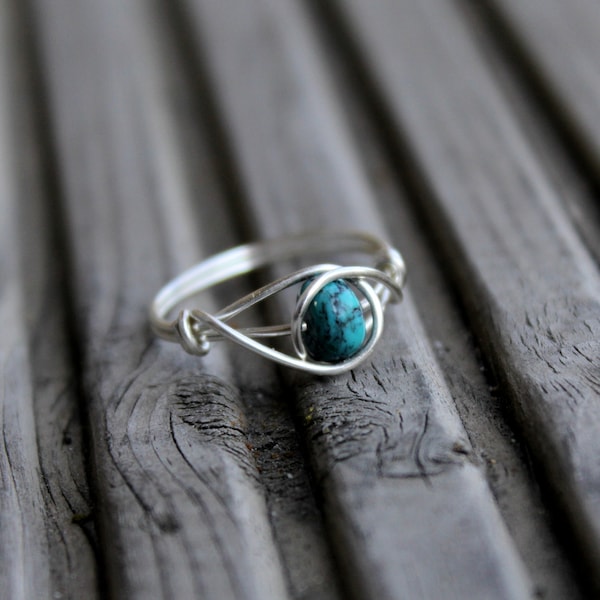 Turquoise Ring ( Silver Turquoise Ring, Boho RIng, Silver Plated Jewelry, Bohemian Ring, Boho Jewelry, Blue Ring, Elegant Turquoise RIng )