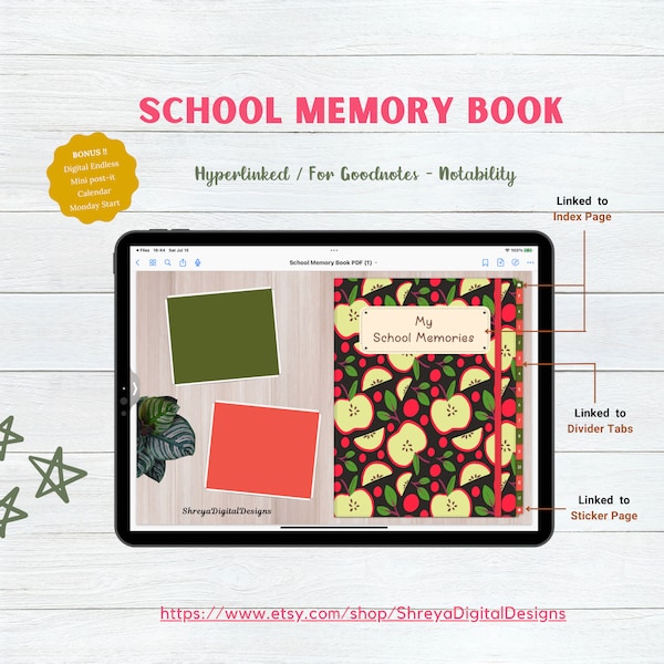 Back to school, Digital School Memory Book, Memory Keeping, Digital Scrapbooking, Photo Album, Kids School Journal