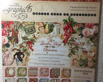 Graphic 45 "Twelve Days of Christmas" 12 x 12 Paper Pad RETIRED!
