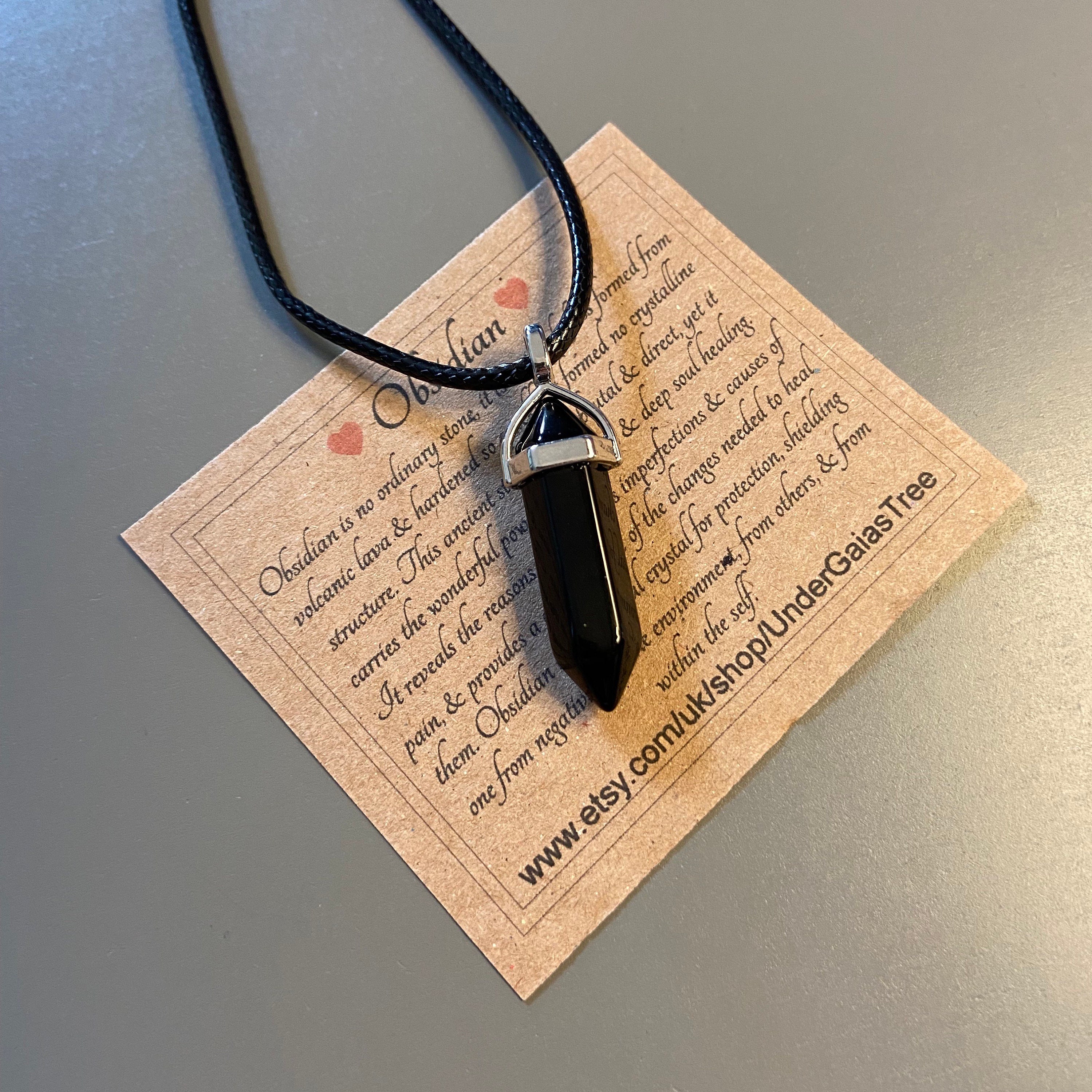 Obsidian necklace shop etsy