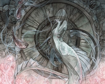 Scorpio- Astrology Art Print, Watercolor Art Print, Scorpio Astrology, Scorpio Art, Fantasy Art, Fae Art, Water Spirits