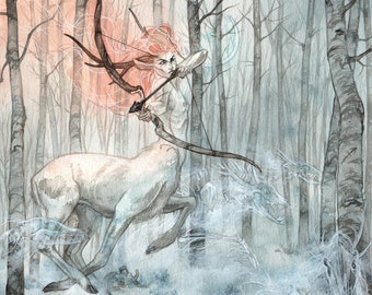 Sagittarius- Astrology Art Print, Watercolor Art Print, Sagittarius Astrology, Sagittarius Art, Fantasy Art, Fae Art