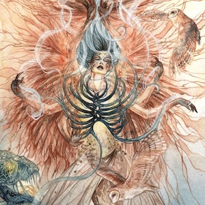 Wings- Watercolor Art Print, Mythology Art, Fantasy Art, Fae Art, Mystical Art, Emotional Art