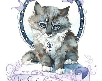I'm Not Here to Smile for You- Greeting Card, Watercolor Art Print, Feminist Art Print, Fight The Patriarchy, Kitten Card, Strong Woman Art