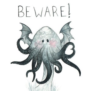 Shroomthulu- Greeting Card, Punny Cards, Cute Cards For Friends, Funny Cards, Pun Cards, Cthulhu, Cthulhu Card