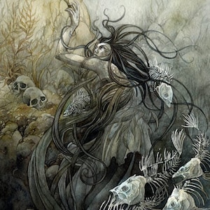 The Fideal- Watercolor Art Print, Scottish Folklore Art, Fantasy Art, Fae Art, Water Spirits, Underwater Art