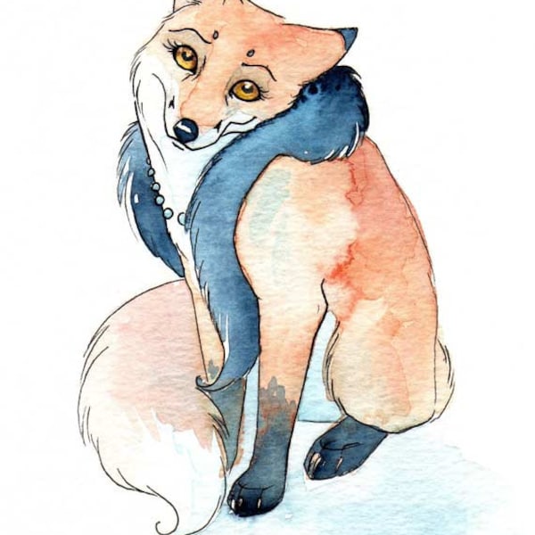 Foxy Lady - Blank Greeting Card, Cute Cards For Friends, Funny Cards, Animal Art, Animal Card, Fox Card, Compliment Card, Fancy Lady