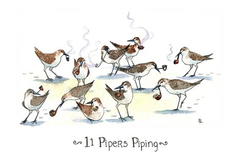 Eleven Pipers Piping Handmade Card Etsy