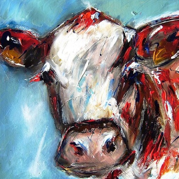 Bovine art on stretched canvas of  cows, sheep, horses, abstracts, bovines, 650+ on my website www.pixi-arts.com