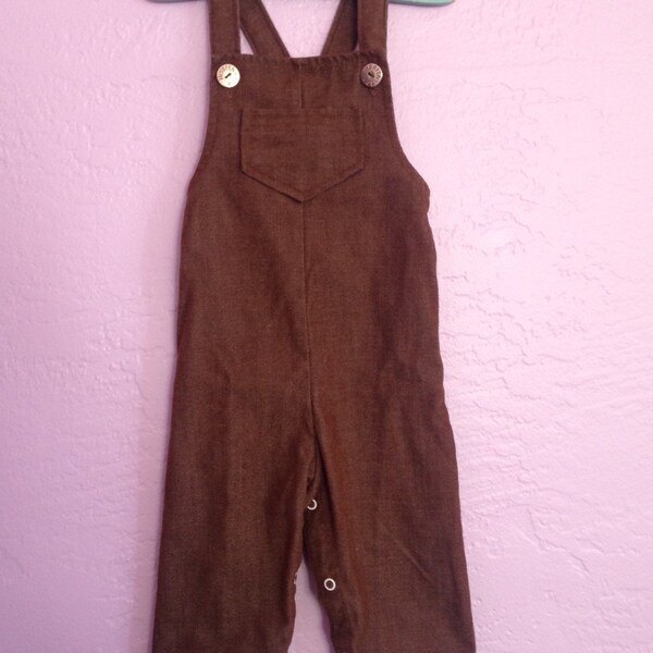 Vintage Health-Tex Overalls. Vintage Chocolate Brown Health-Tex Overalls. 1970's Overalls. Unisex Overalls. 6-12 months.
