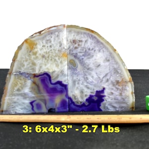 PURPLE Agate & Quartz Crystal Geode BOOKENDS * Choose EXACT Set from 10 * Polished Stone Book End Set from Brazil
