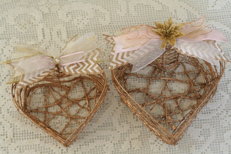 Gold glitter grapevine heart wreath or grapevine basket Etsy