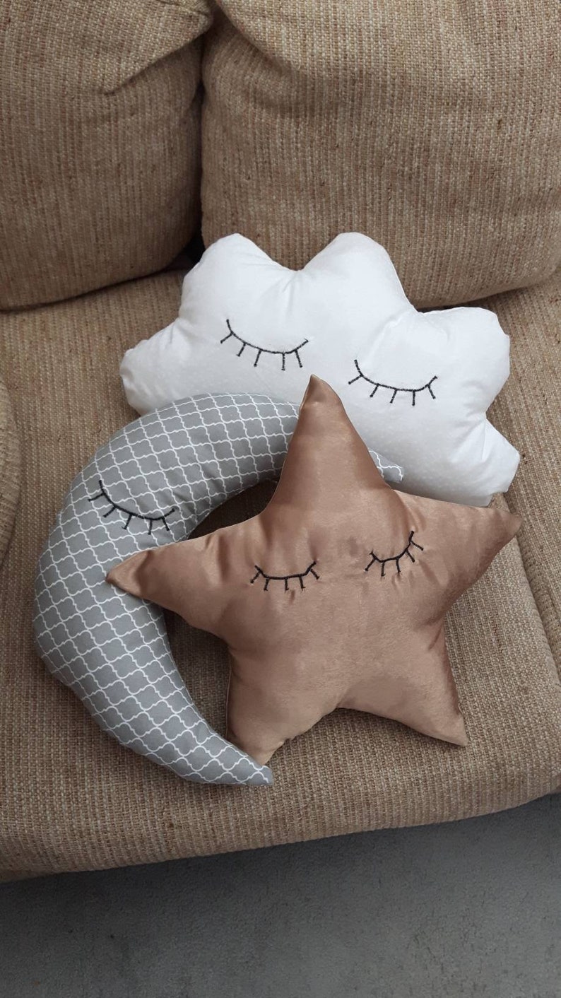 Star Moon /& Cloud Nursery Pillow Set