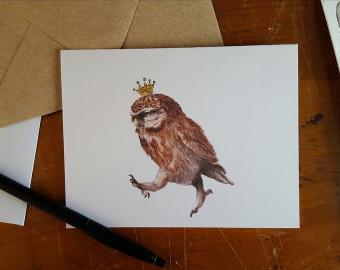 Owl Wearing his Crown Folded Note 10 Pack