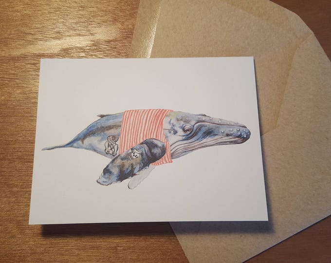 Ahoy Matey Whale Folded notecard