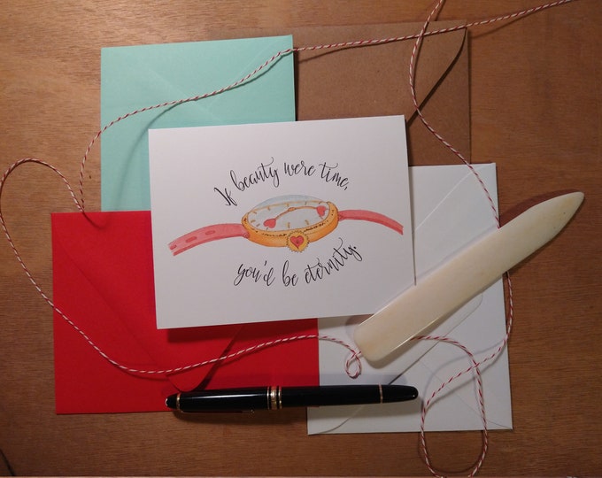 Your Beauty, Cheesy Pick Up Line Valentines Day 10 pack of folded note cards