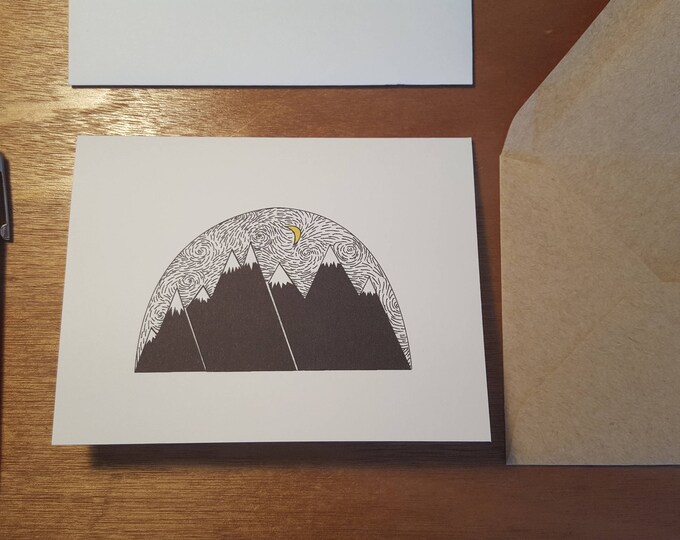 Goodnight Mountains!  Folded notecard