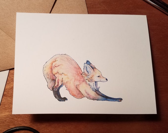 Yawning Fox Folded Note