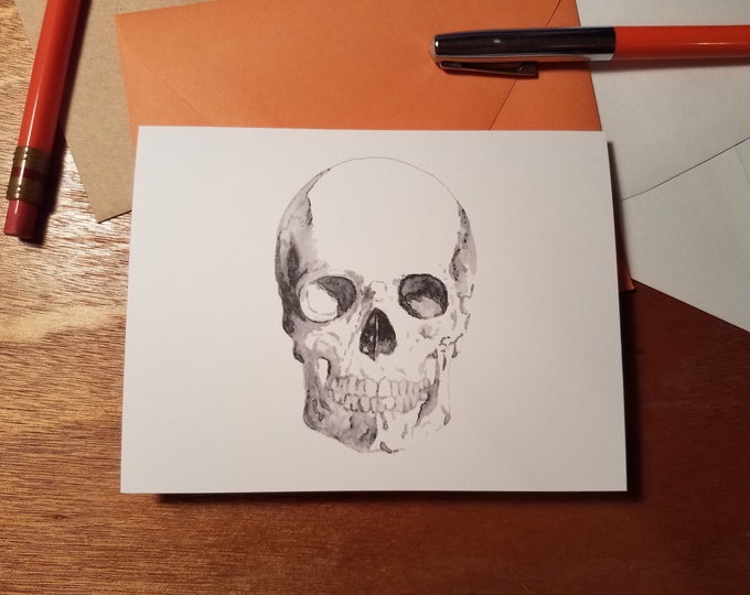 Smiling Skull Halloween Single Folded Notecard