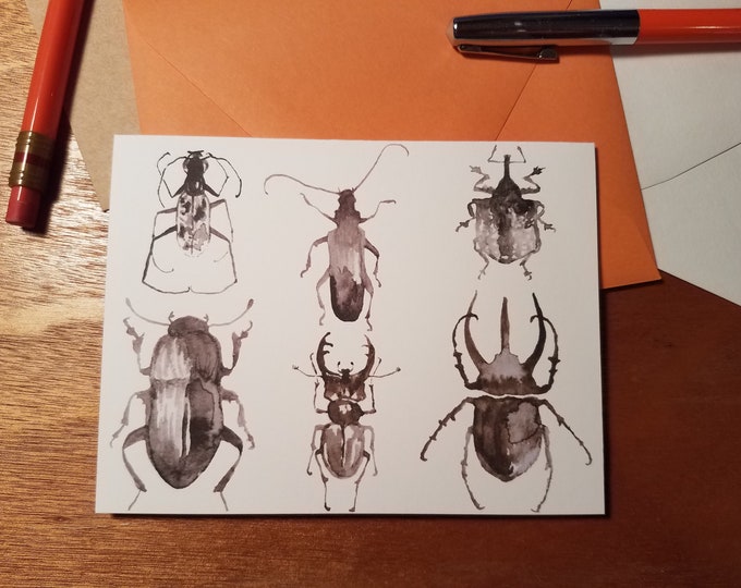 Beetles Beetles Everywhere Halloween Folded Notecard