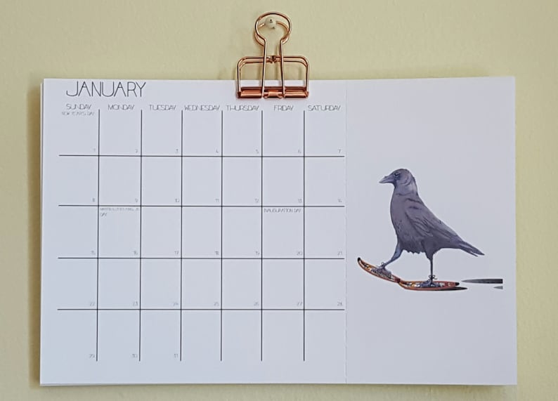 A Unique Small 12 Month Hanging Calendar With Watercolored Etsy