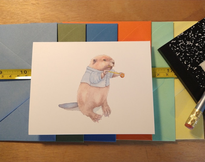Busy Beaver Folded Note Card