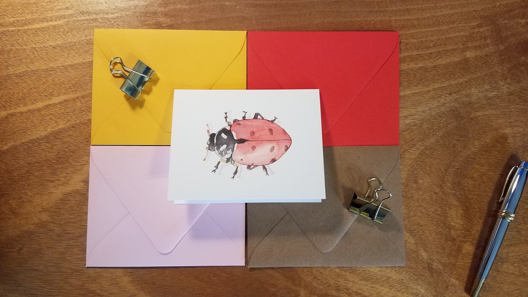 Lady Bug Note Large Lady Bug Single Folded Note Card - Etsy