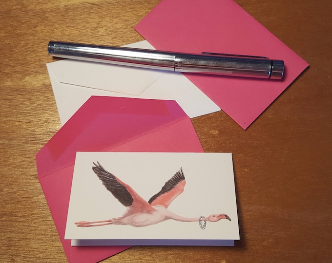 Flamingo in Flight Enclosure Card