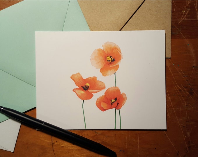 Poppies Folded Note