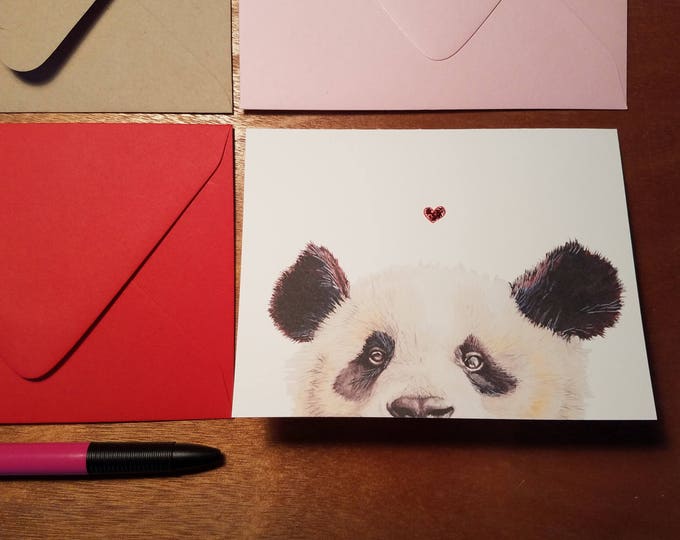 Thinking of love Panda Folded Note