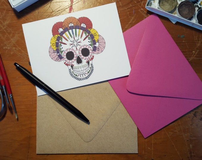 Stationery Lovers Sugar Skull Folded Note 10 Pack